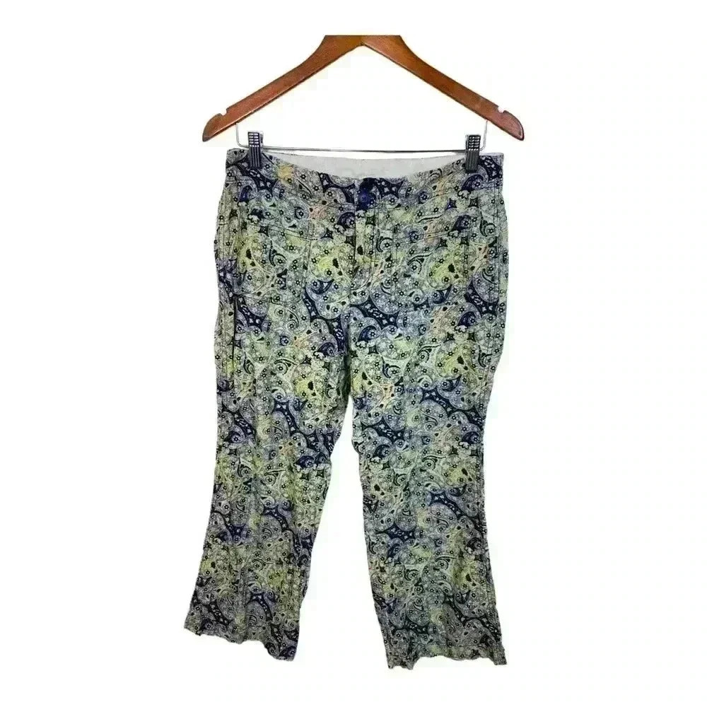Free People Maui  Multicolored paisley Flare cropped Pants Size 6